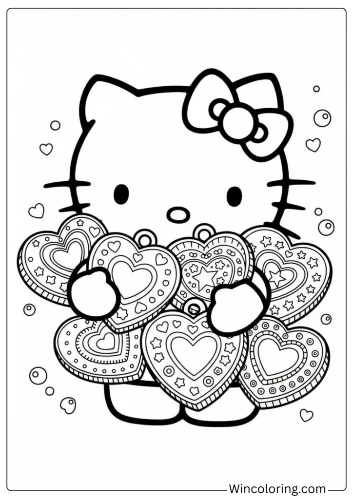Hello Kitty Holding Love Tokens