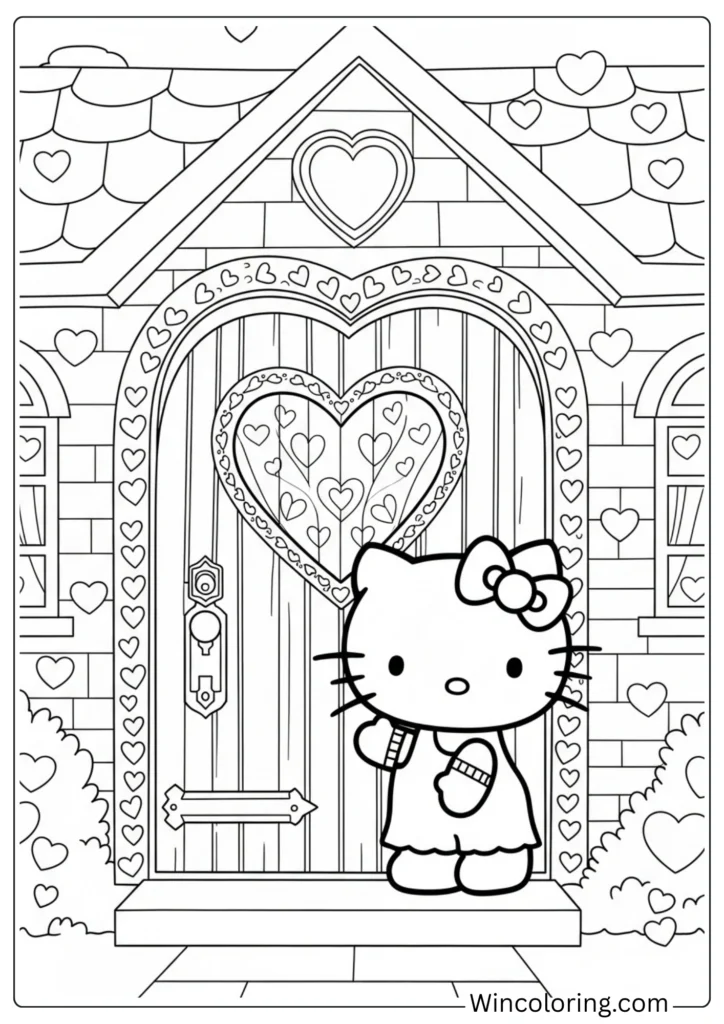 Hello Kitty at Heart-Shaped Door