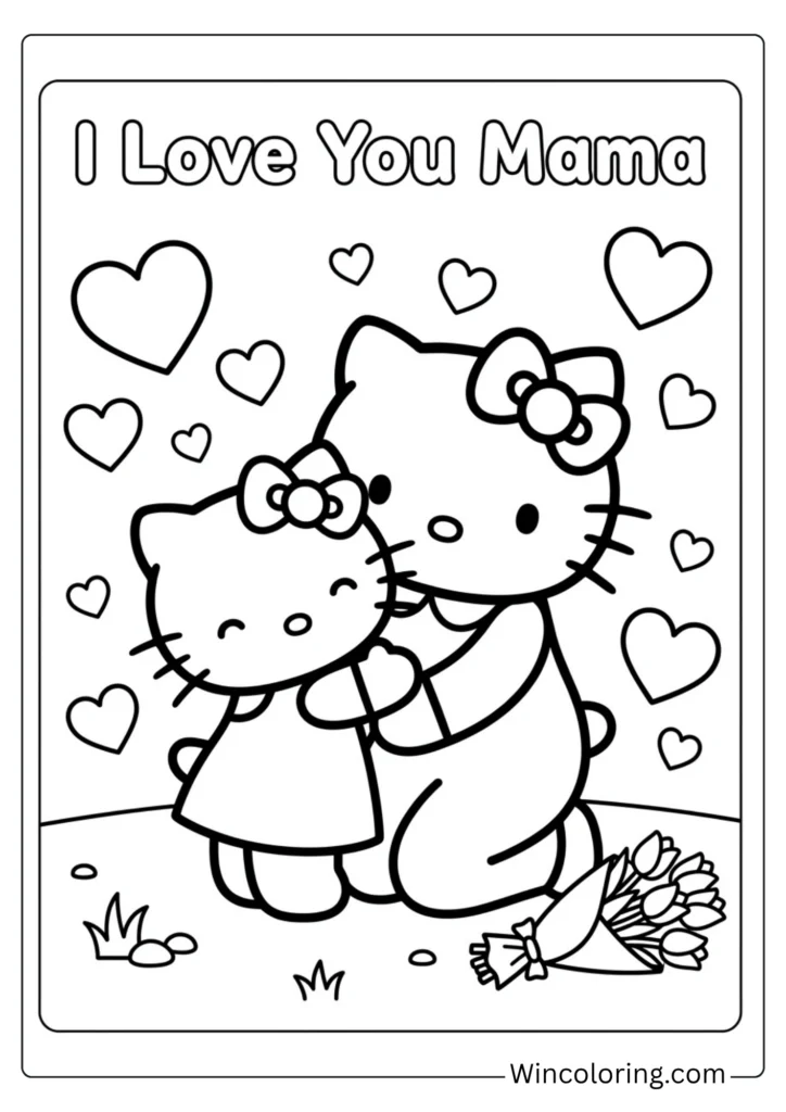 Hello Kitty hugging Mama Kitty