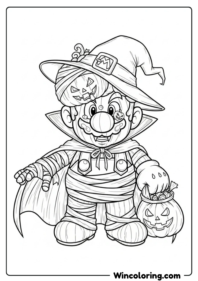 Mario dressed in multiple Halloween