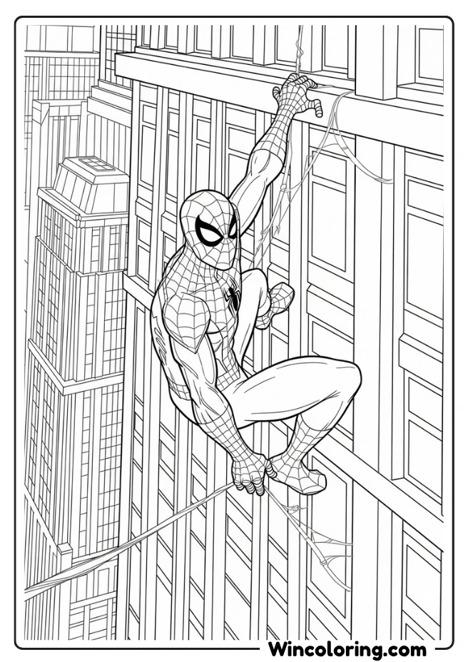 Spider-Man climbing up a tall buildingwser's fortress with detailed turrets