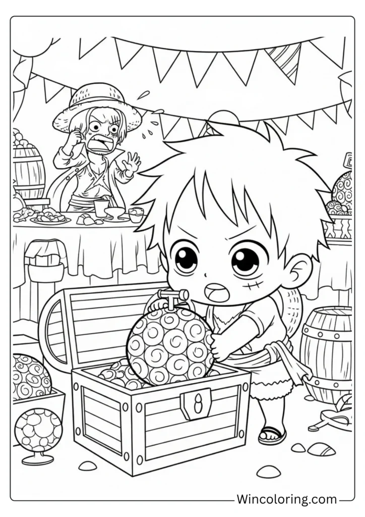 Baby Luffy finding the Gomu Gomu fruit