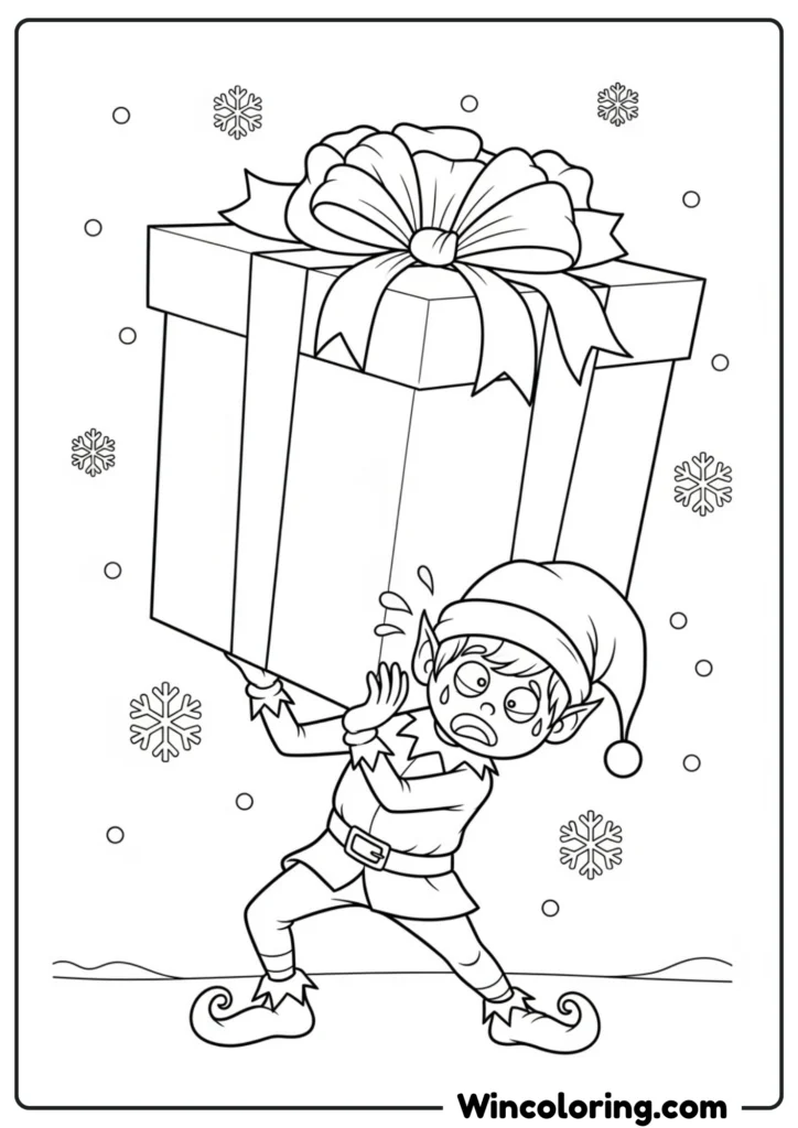 Elf Carrying Large Present