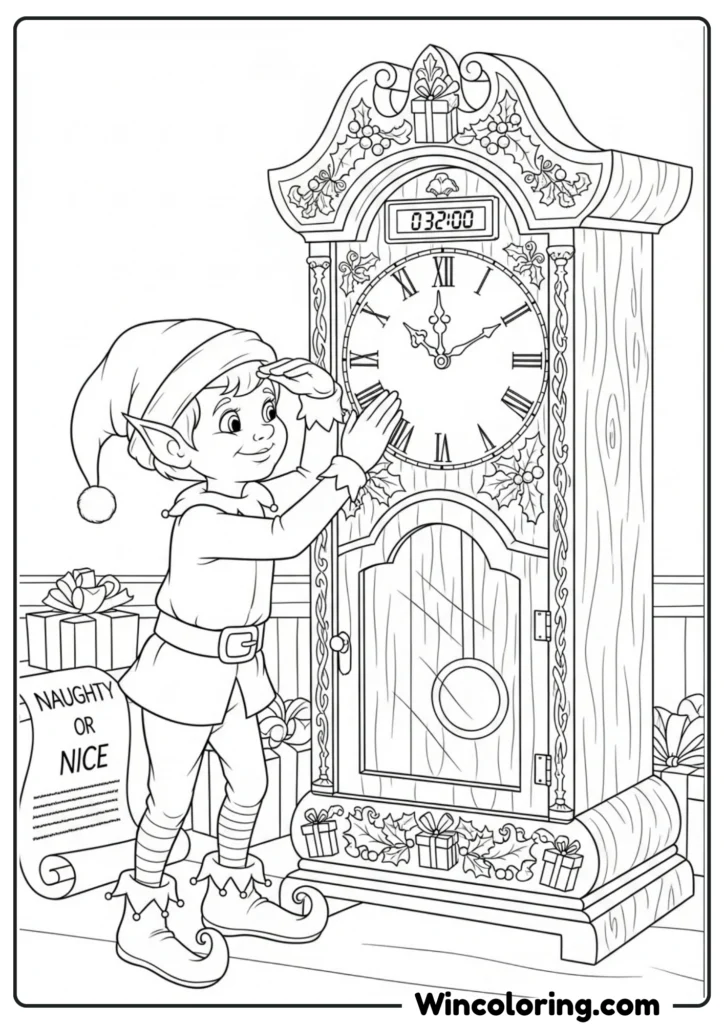 Elf Checking Clock