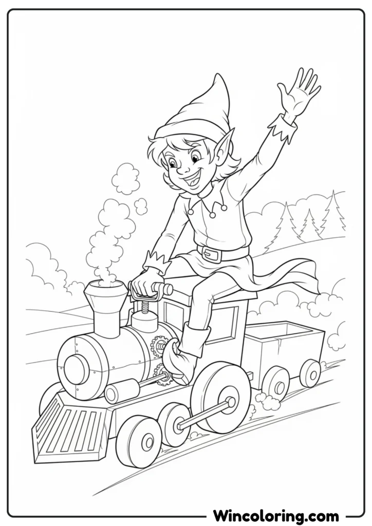 Elf Riding on Toy Train