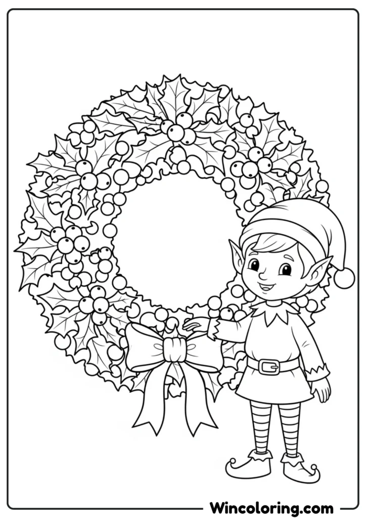 Elf with Christmas Wreath