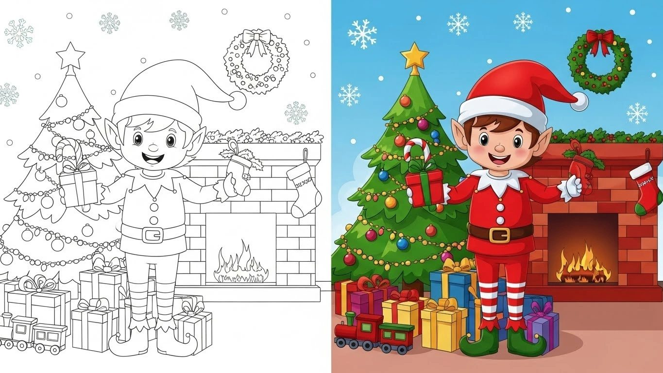 elf coloring pages