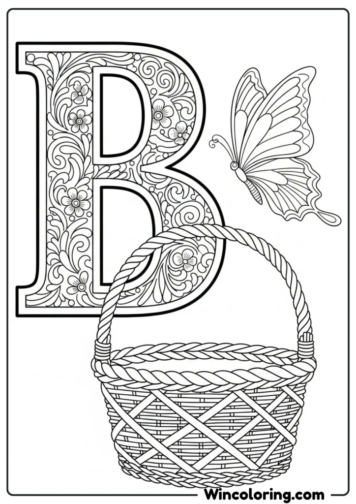 Letter B - Butterfly and Basket