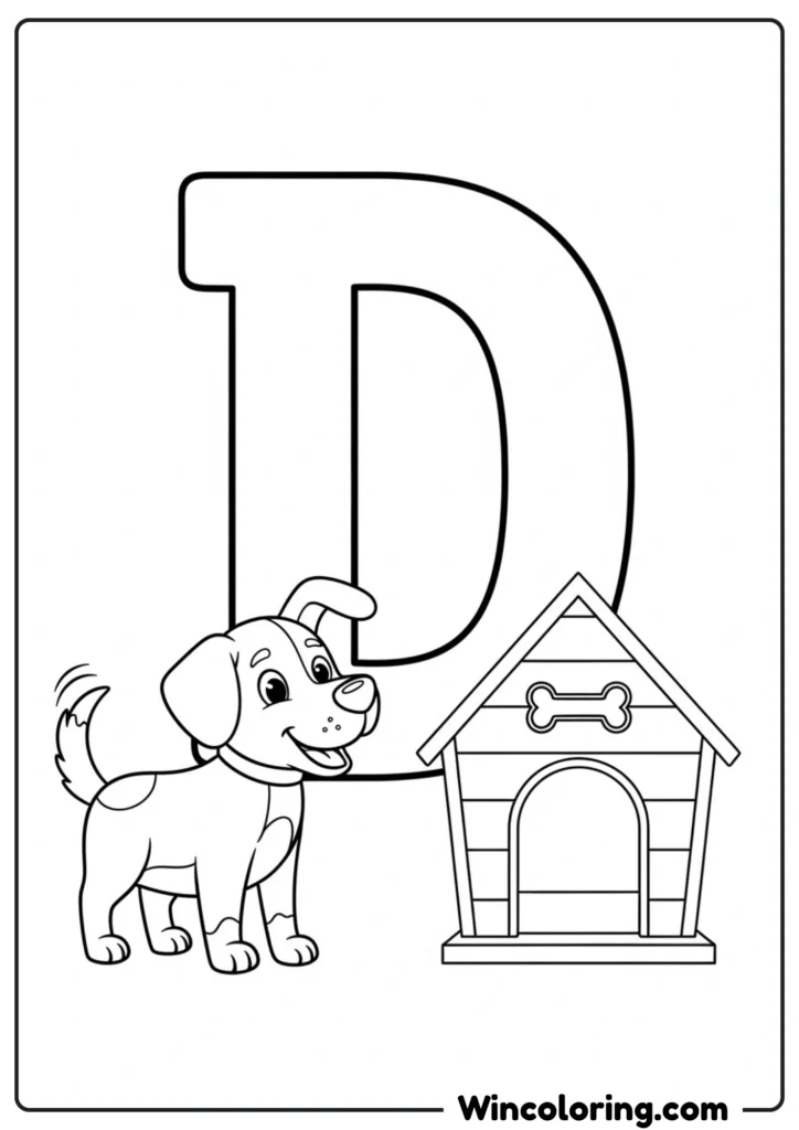 Letter D - Dog and Doghouse