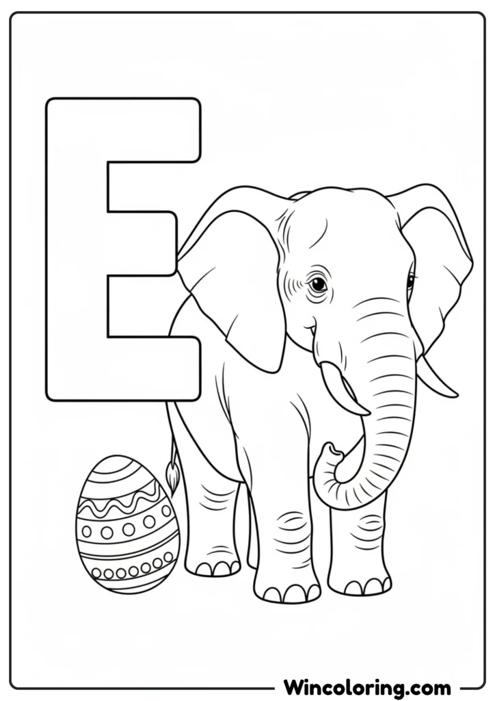 Letter E - Elephant and Egg