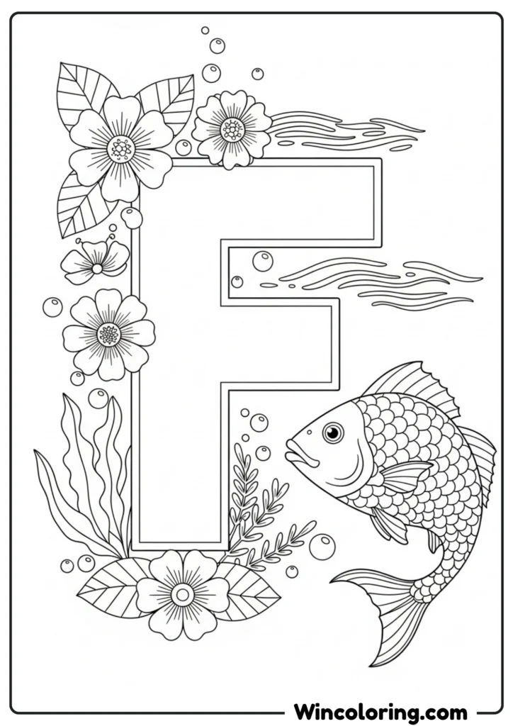 Letter F - Fish and Flowers
