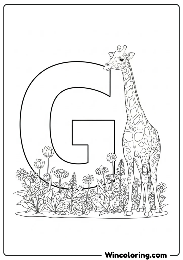 Letter G - Giraffe and Garden