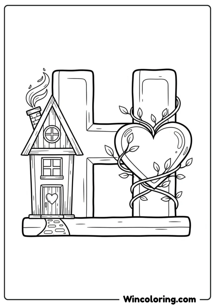 Letter H - House and Heart