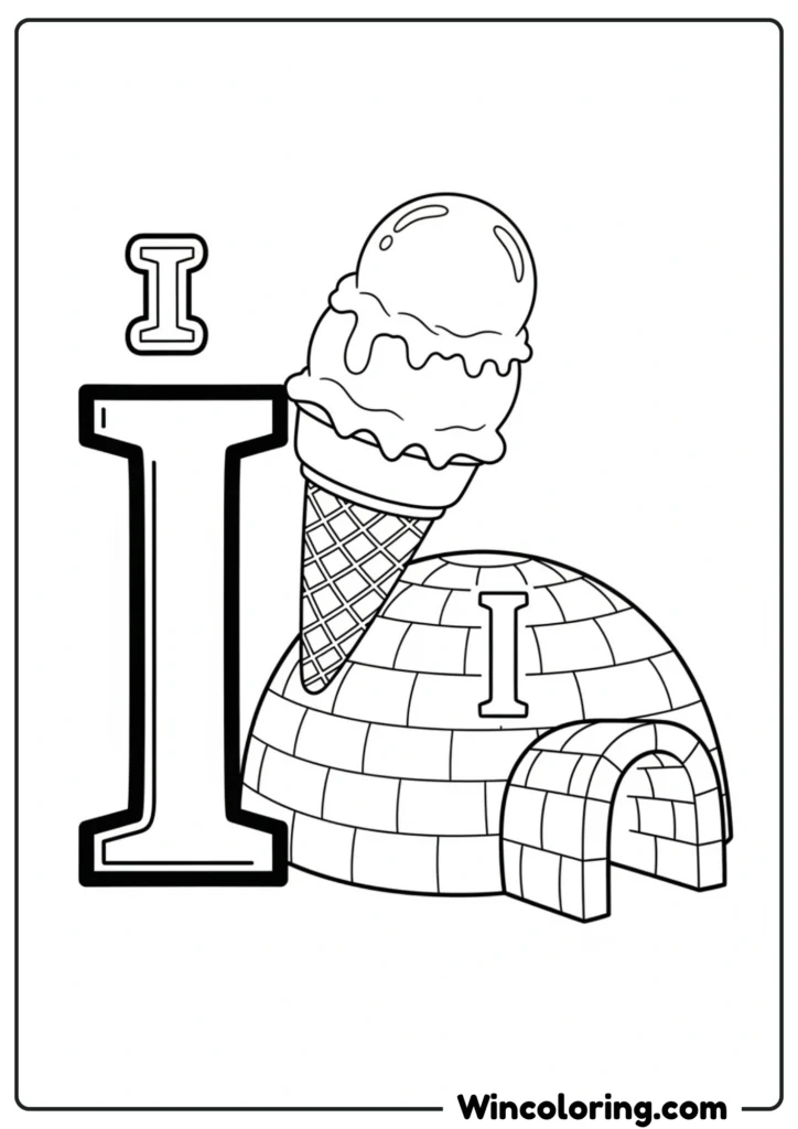 Letter I - Ice Cream and Igloo