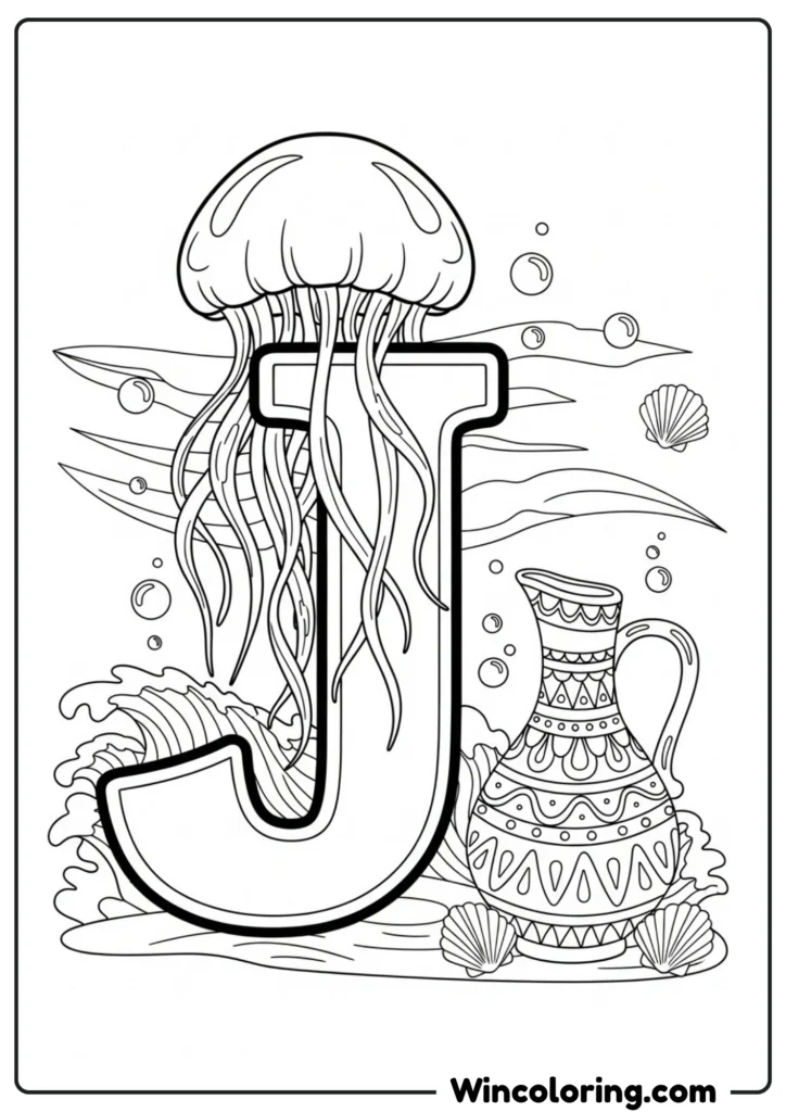 Letter J - Jellyfish and Jug