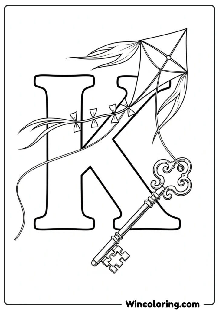Letter K - Kite and Key