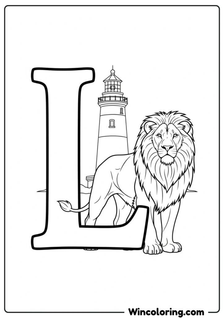 Letter L - Lion and Lighthouse