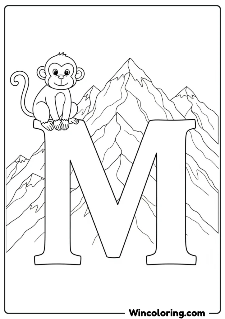 Letter M - Monkey and Mountain