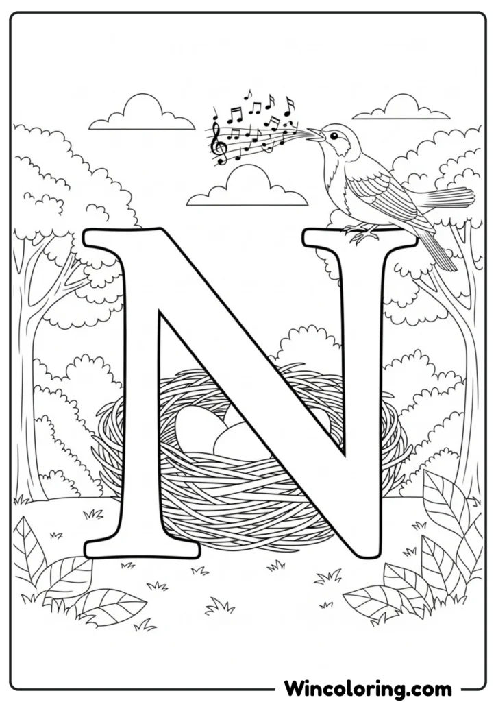 Letter N - Nest and Nightingale