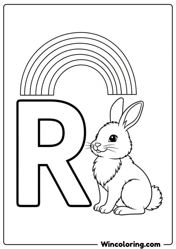 Letter R - Rabbit and Rainbow