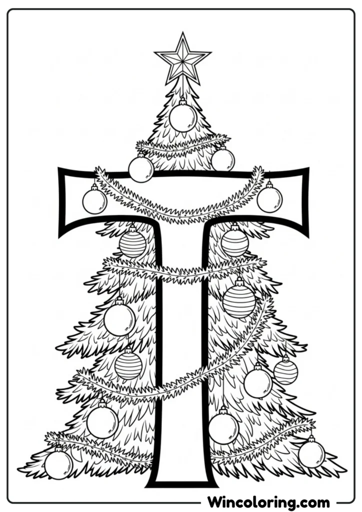 Letter T - Tree and Tinsel