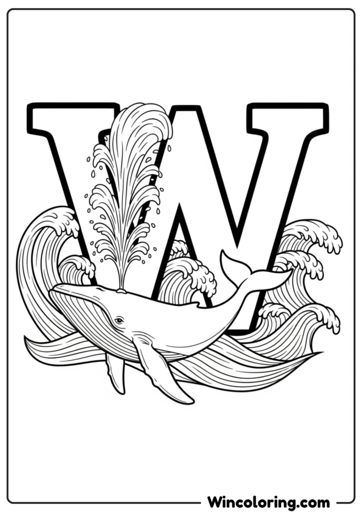 Letter W - Whale and Waves