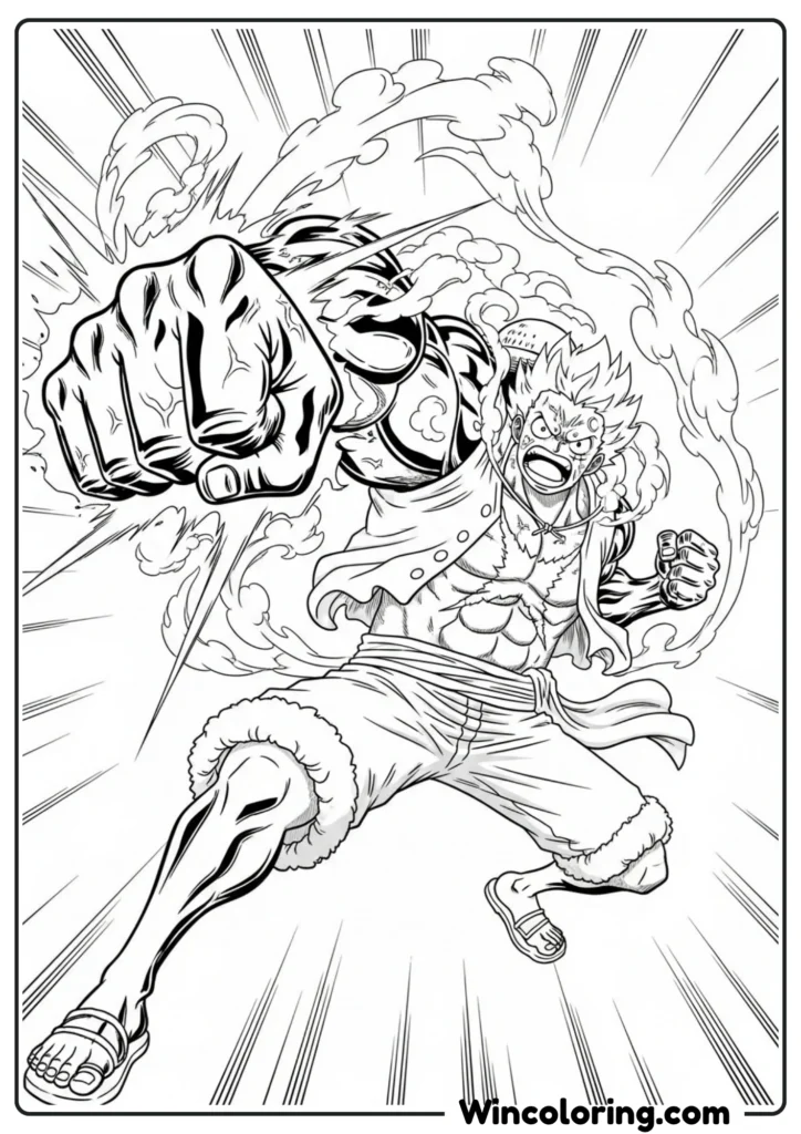 Luffy Punching with Gear Second