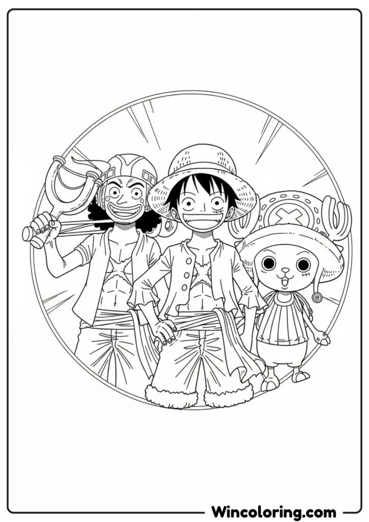 Luffy, Usopp, and Chopper Friendship Circle