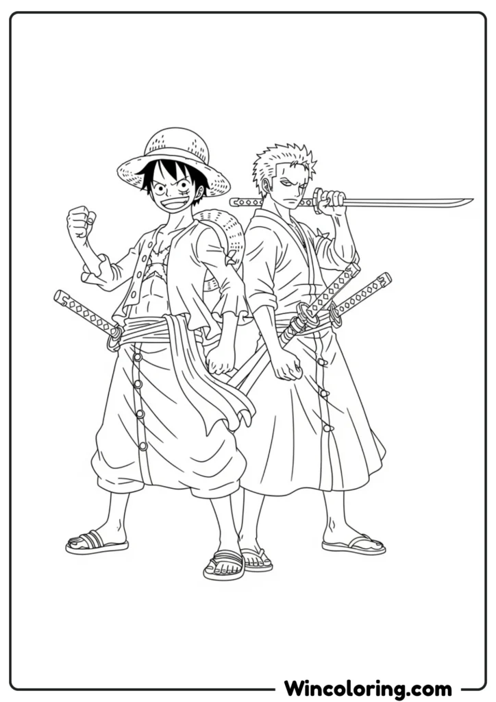 Luffy and Zoro Back-to-Back Battle Stance