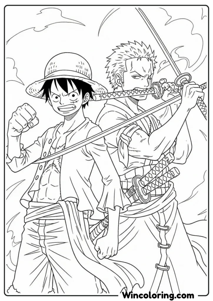 Luffy and Zoro Back-to-Back Warriors