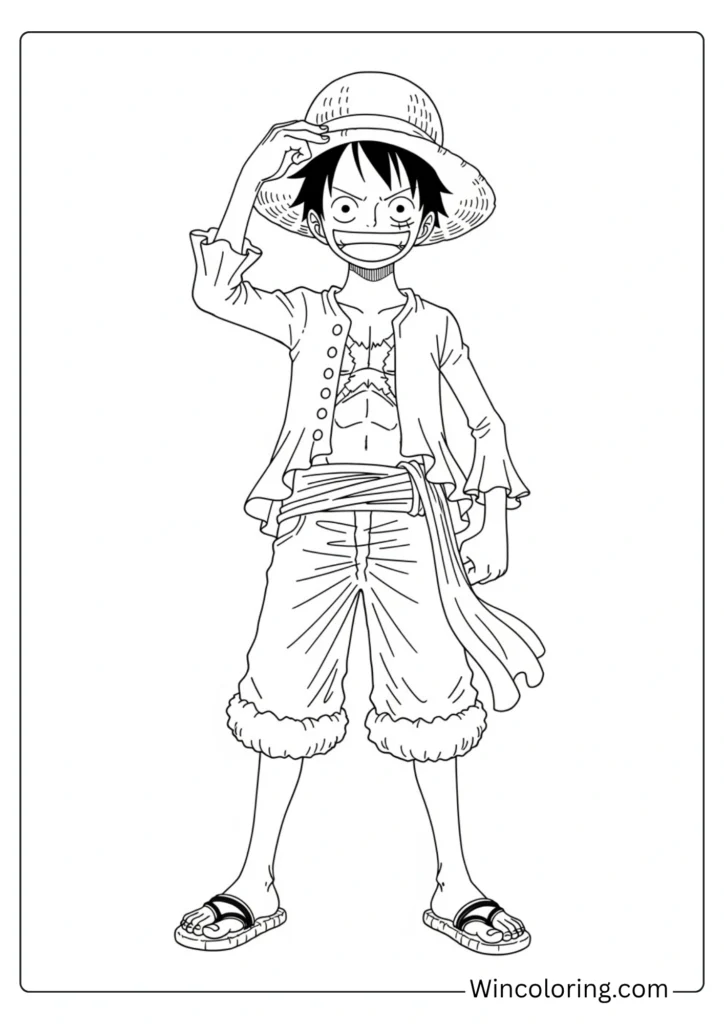 Luffy in his classic straw hat pose