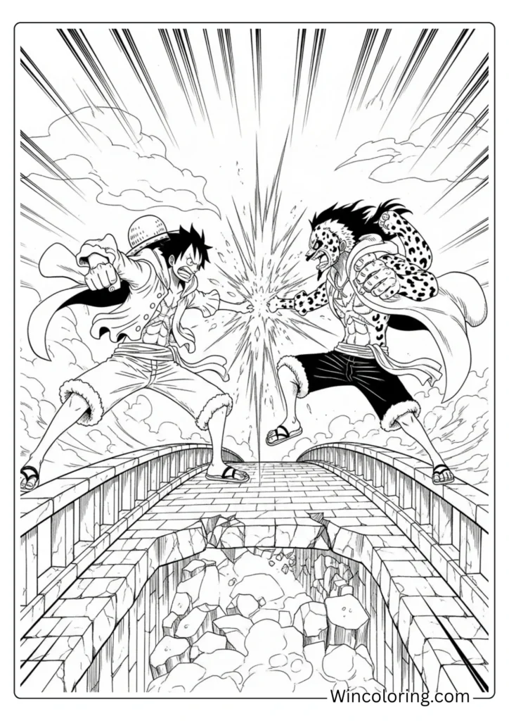 Luffy vs Rob Lucci on the Bridge of Hesitation