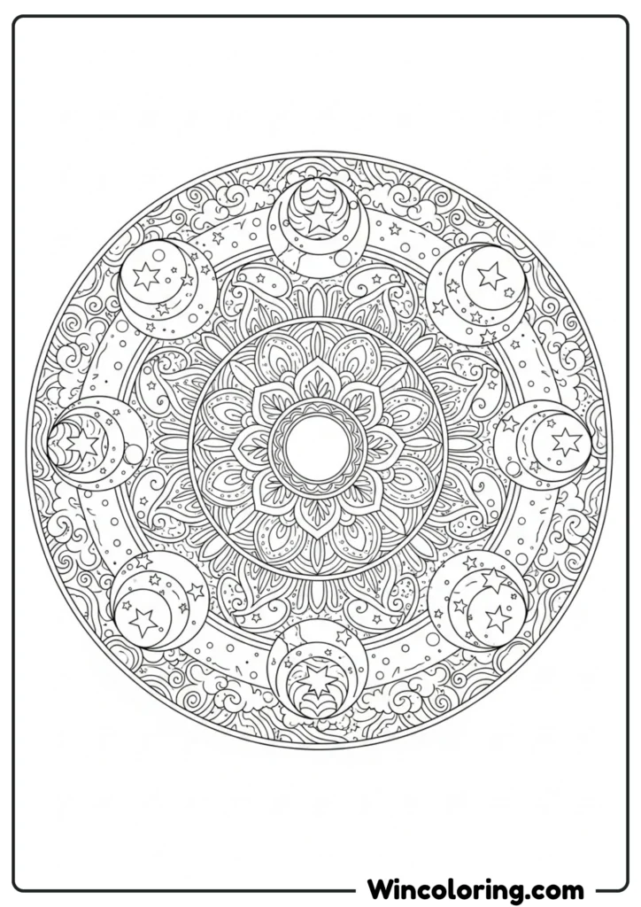 Mandala with Crescent Moons