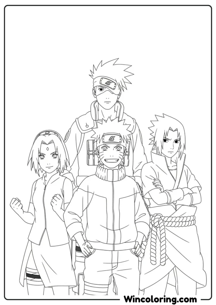 Naruto, Sasuke, and Sakura and Kakashi