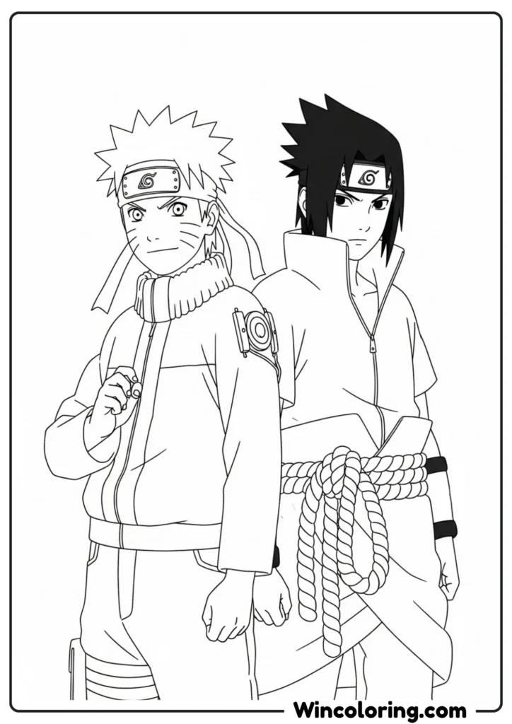 Naruto and Sasuke standing together.