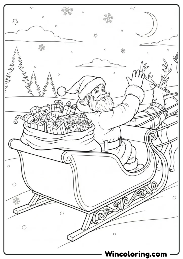 Santa Waving from Sleigh