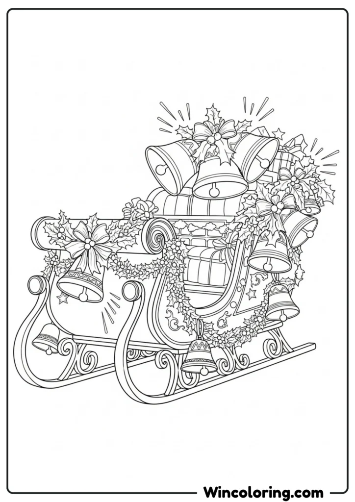 Santa's sleigh decorated with large ringing bells