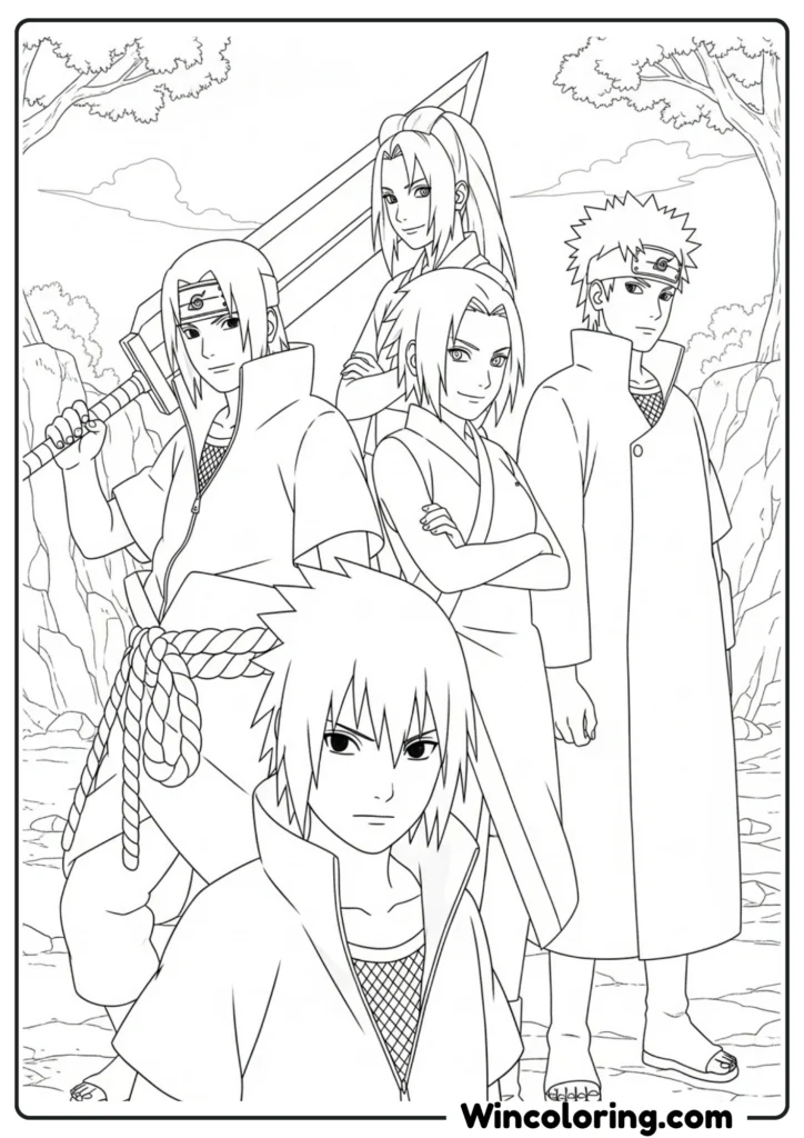 Sasuke, Suigetsu, Karin, and Jugo