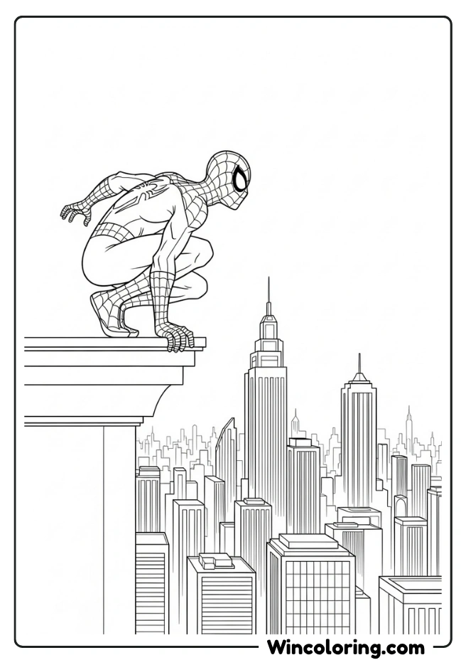 Spider-Man crouched on a rooftop