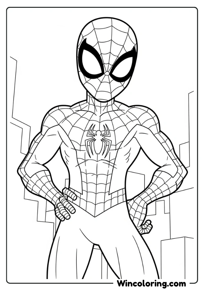 Spider-Man with exaggerated maskfortress with detailed turrets