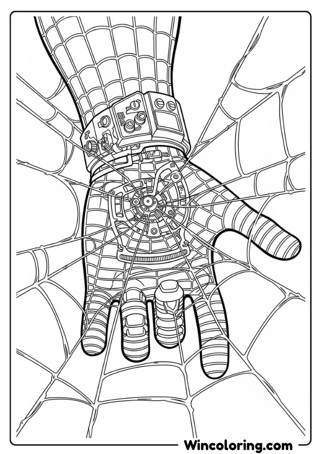 Spider-Man's hand and wrist area showing webfortress 