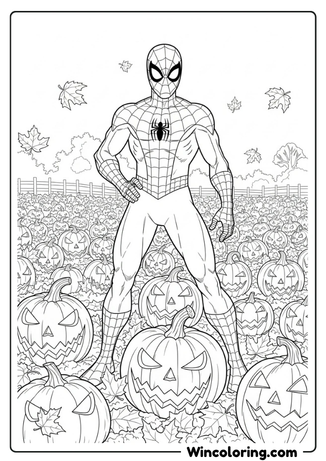 Spiderman Among Pumpkins