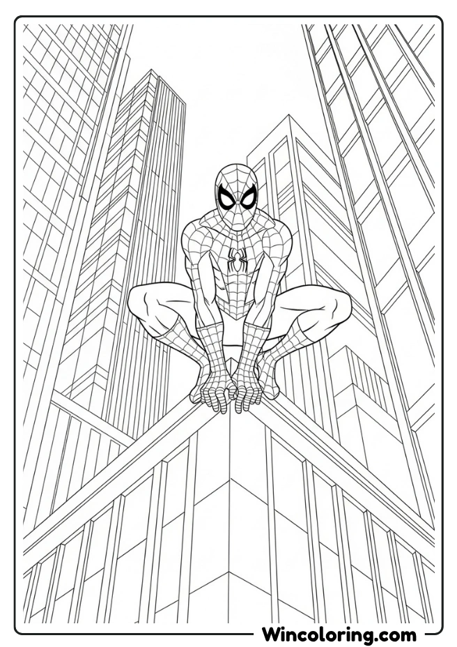 Spiderman Perched on Building Corner