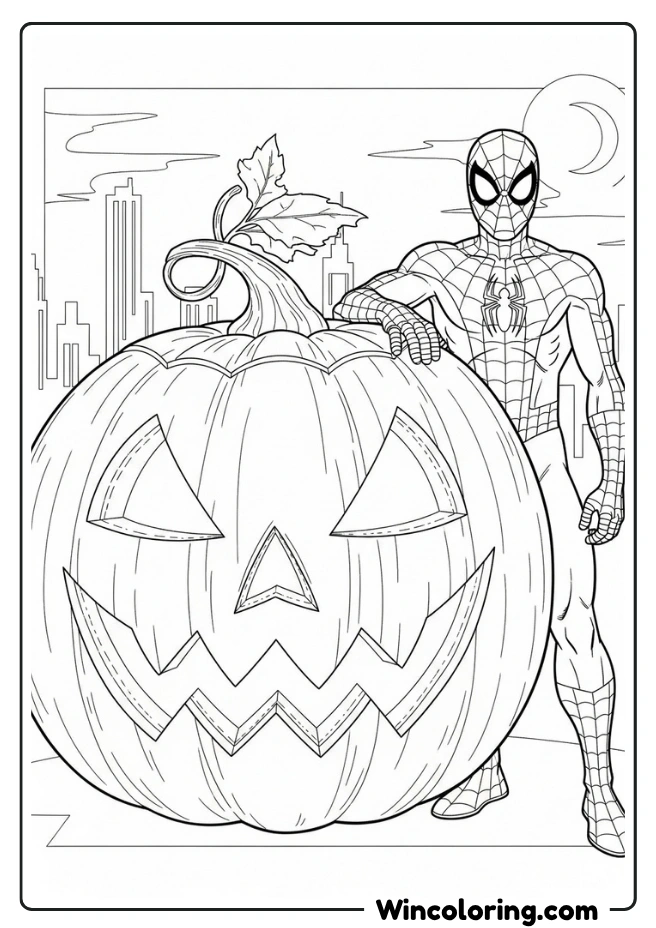 Spiderman with Jack-o'-Lantern