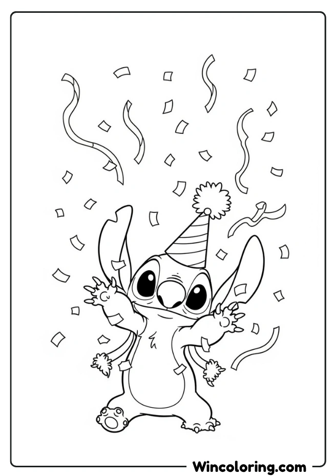Stitch Celebrating with Confett