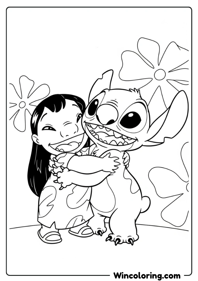 Stitch and Lilo Hugging