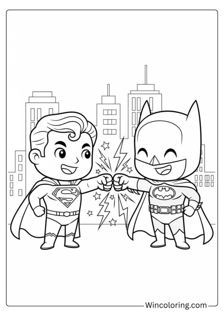 Superman and Batman fist-bumping