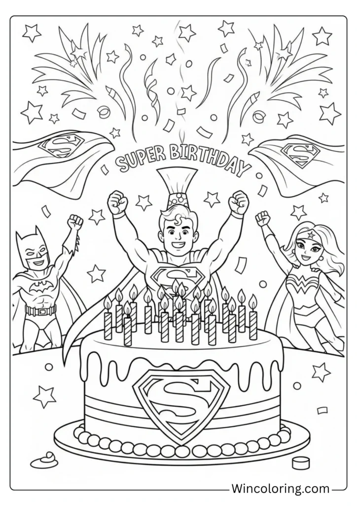 Superman birthday cake with S shield