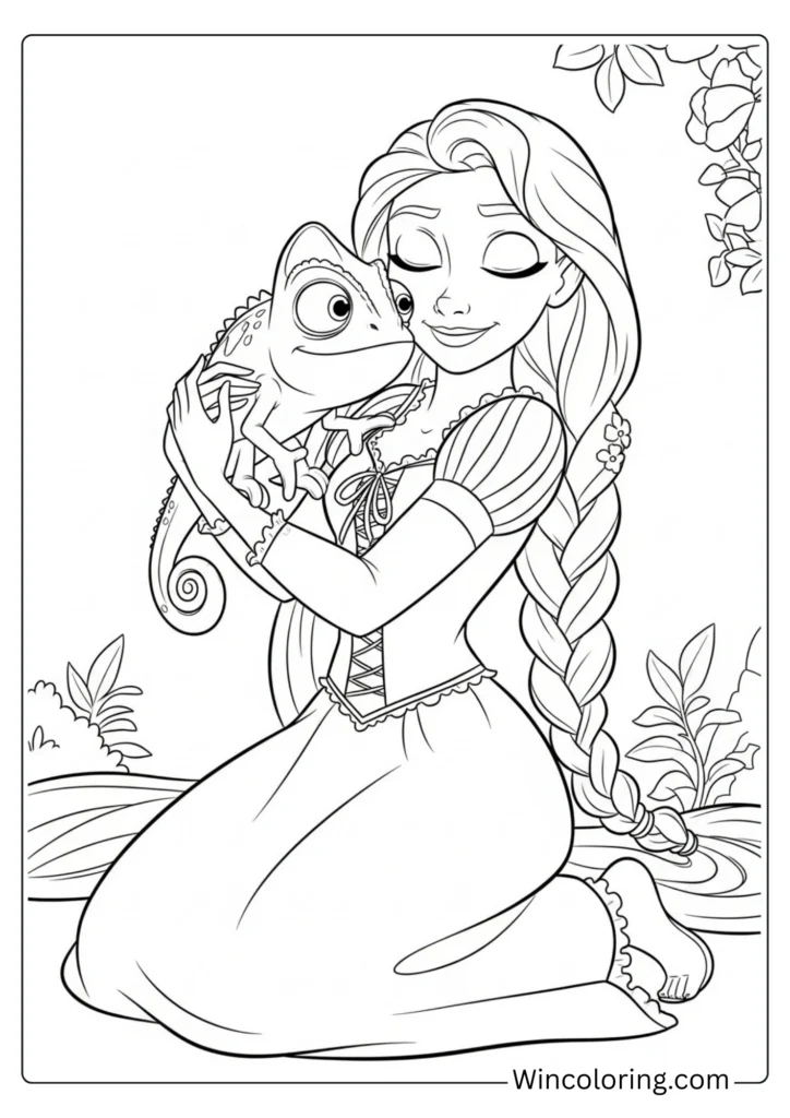 Sweet Rapunzel Hugging Pascal