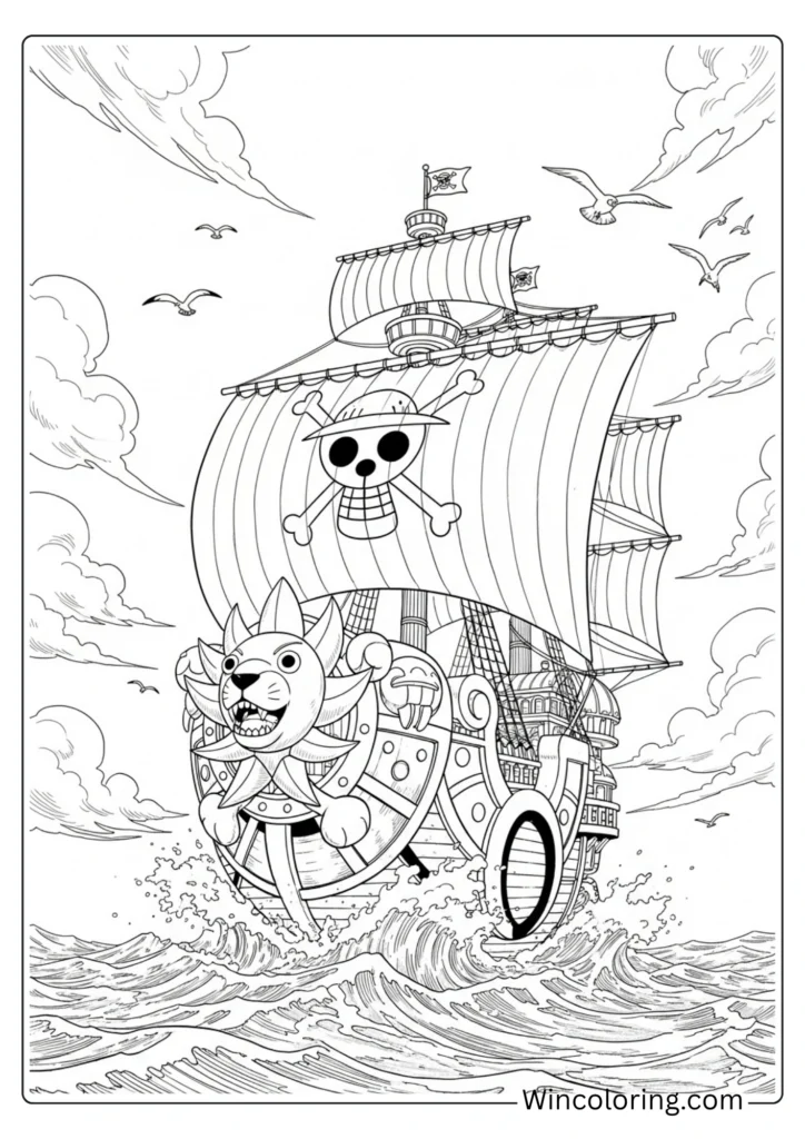 The Thousand Sunny sailing the Grand Line